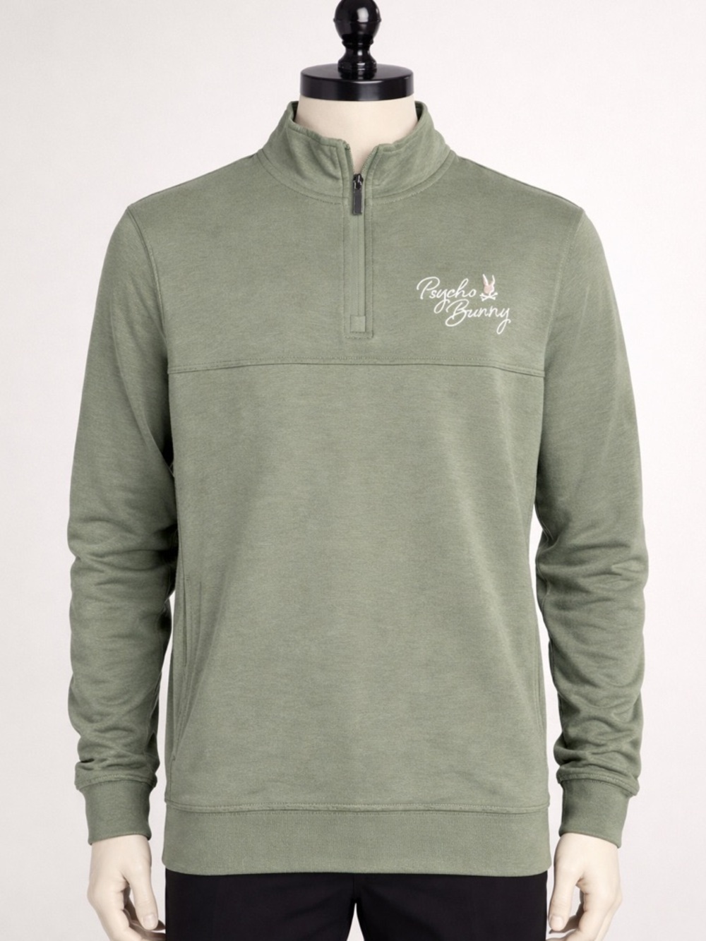 Psycho Bunny Sage Green Half-Zip Sweatshirt
